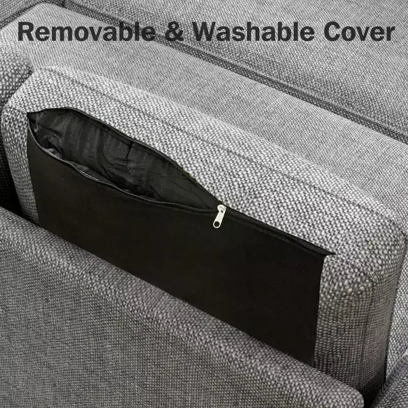 Canapé-lit convertible Dyonery 2-en-1 avec méridienne de rangement réversible pour chambre 81 – Canapé d'angle en L avec poches latérales