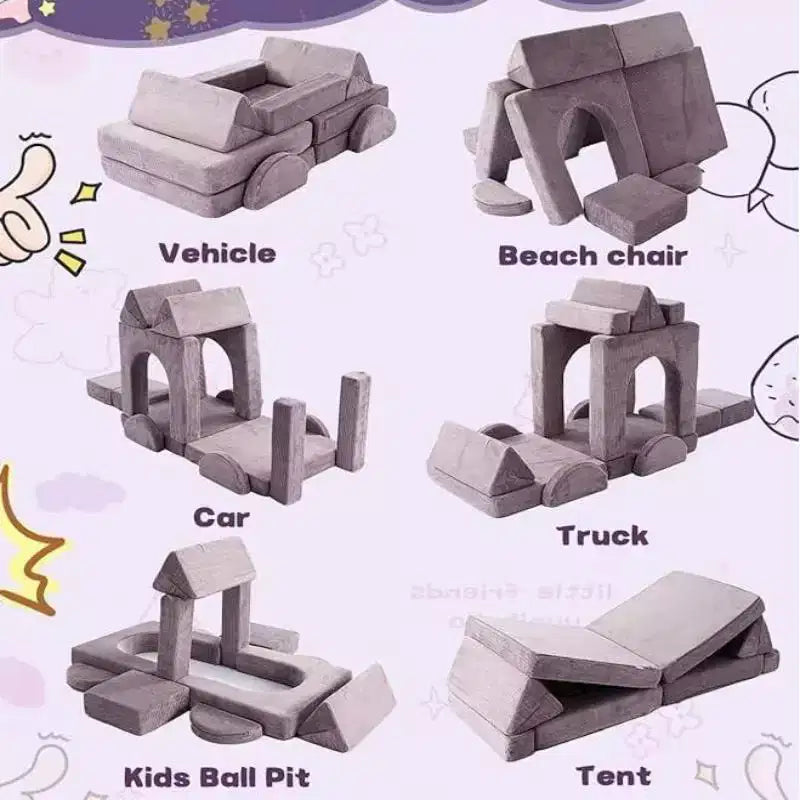 Canapé modulaire combiné Dyonery, canapé de jeu modulaire créatif DIY, coussin de jeu en mousse convertible, mobilier de sol créatif pour salle de jeux, violet