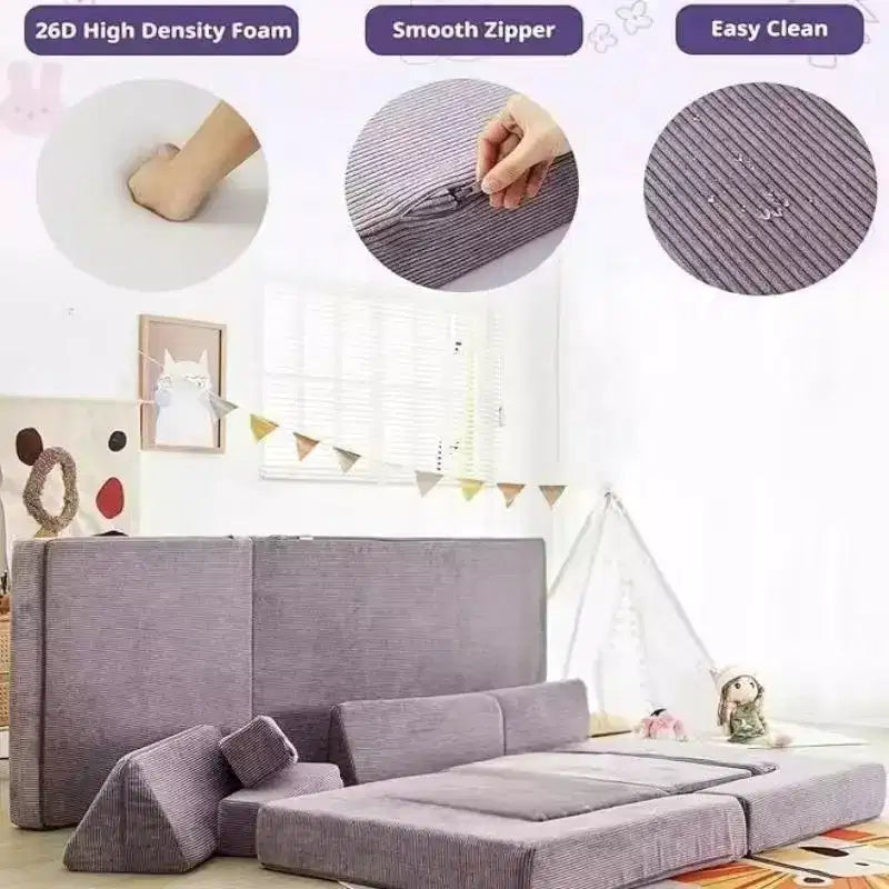 Canapé modulaire combiné Dyonery, canapé de jeu modulaire créatif DIY, coussin de jeu en mousse convertible, mobilier de sol créatif pour salle de jeux, violet