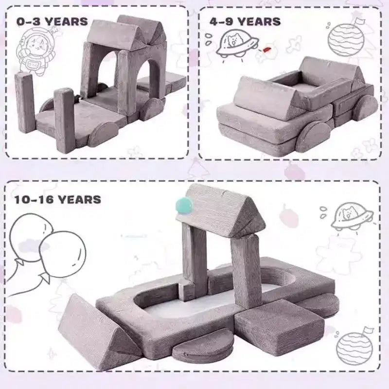 Canapé modulaire combiné Dyonery, canapé de jeu modulaire créatif DIY, coussin de jeu en mousse convertible, mobilier de sol créatif pour salle de jeux, violet