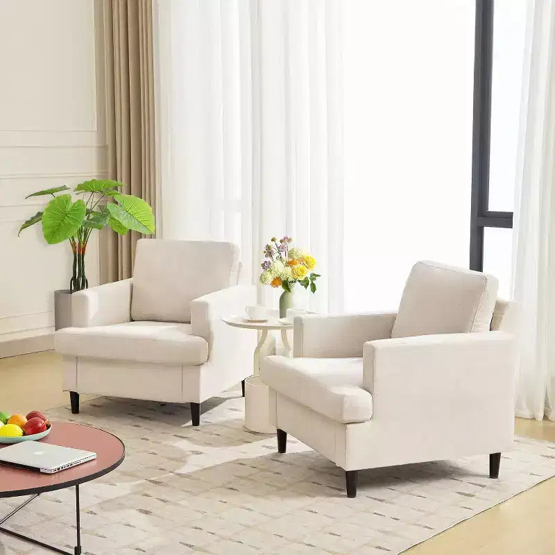 Fauteuil d'appoint, Fauteuil de salon en lin, Fauteuil moderne du milieu du siècle, Fauteuil de lecture confortable, Fauteuil de canapé rembourré pour salon, chambre à coucher