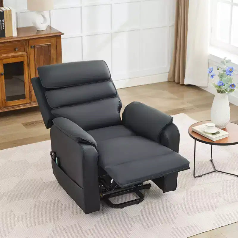 Fauteuil inclinable électrique en cuir PU Power Lift avec 2 poches latérales, fauteuil de massage releveur avec massage à 8 points