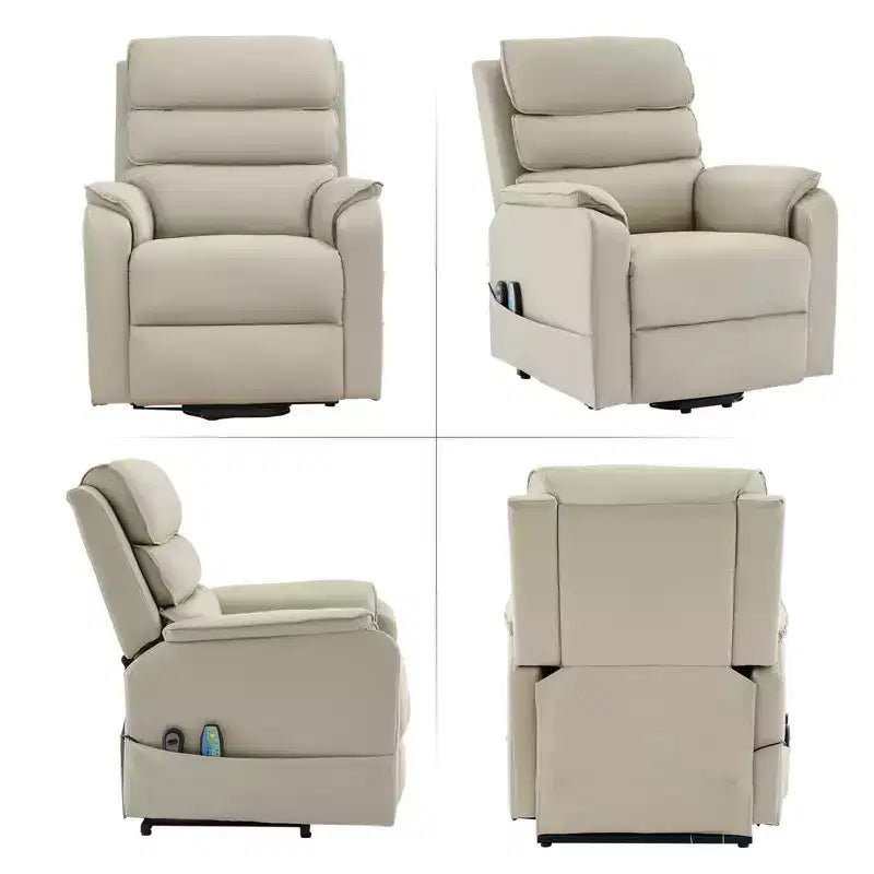 Fauteuil inclinable électrique en cuir PU Power Lift avec 2 poches latérales, fauteuil de massage releveur avec massage à 8 points