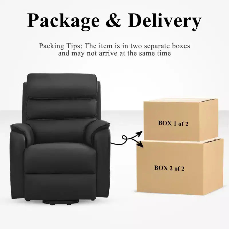 Fauteuil inclinable électrique en cuir PU Power Lift avec 2 poches latérales, fauteuil de massage releveur avec massage à 8 points