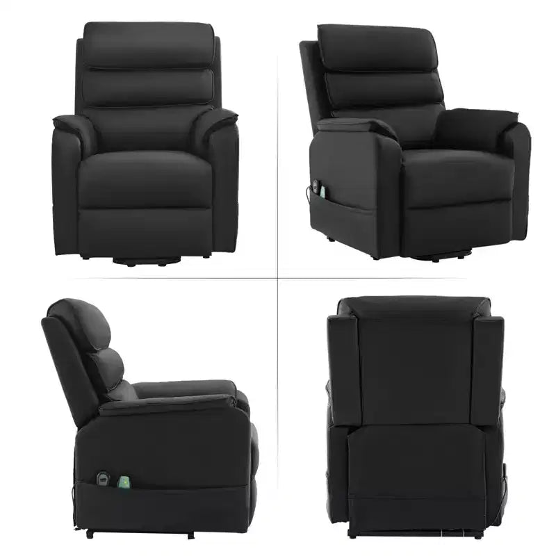 Fauteuil inclinable électrique en cuir PU Power Lift avec 2 poches latérales, fauteuil de massage releveur avec massage à 8 points