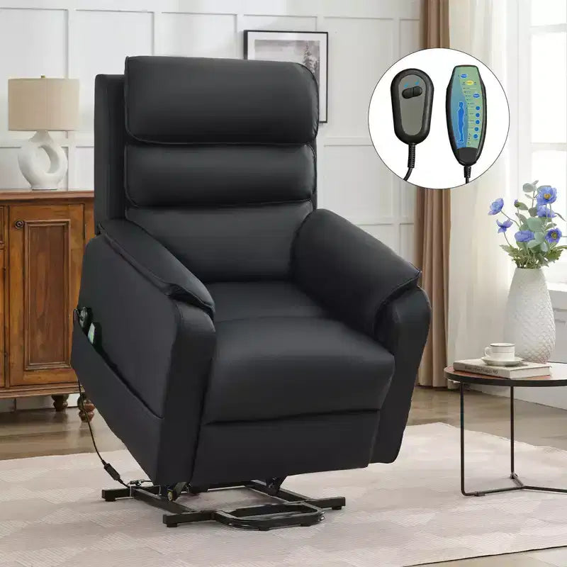 Fauteuil inclinable électrique en cuir PU Power Lift avec 2 poches latérales, fauteuil de massage releveur avec massage à 8 points