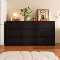 Famapy Black 9 Drawer Concealed Handle Arch Pattern Decor Dresser Sideboard Chest Storage Cabinet
