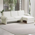 94.1 Convertible Futon Sofa Bed with adjustable backrest, reversible chaise lounge & 2 removable armrest pillows for living room, Beige