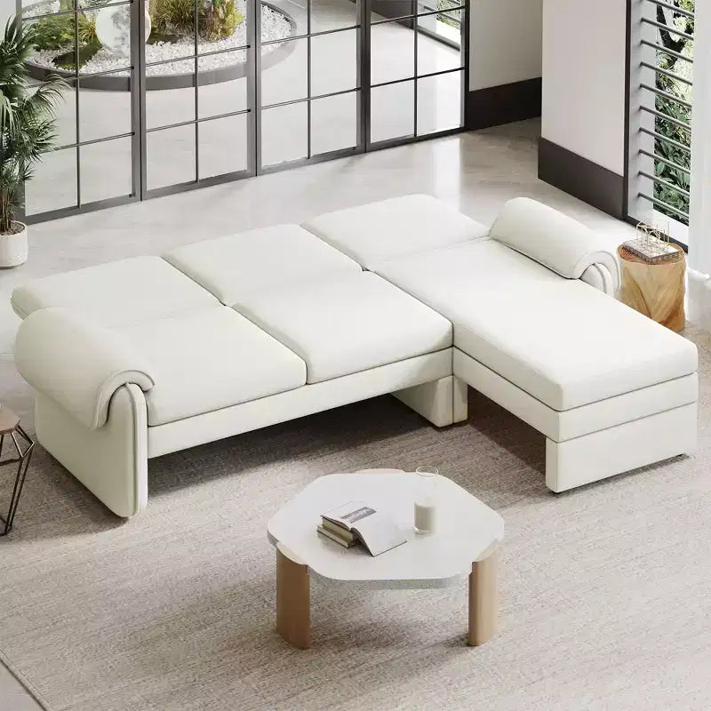 94.1 Canapé convertible futon avec dossier réglable, méridienne réversible et 2 coussins d'accoudoir amovibles pour salon, beige