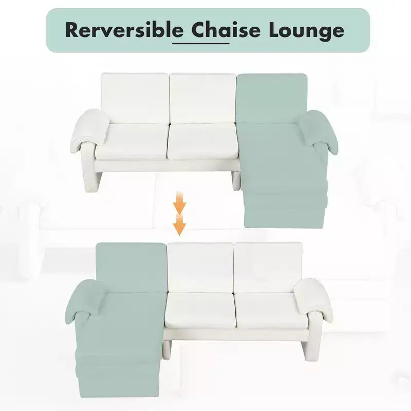 94.1 Canapé convertible futon avec dossier réglable, méridienne réversible et 2 coussins d'accoudoir amovibles pour salon, beige