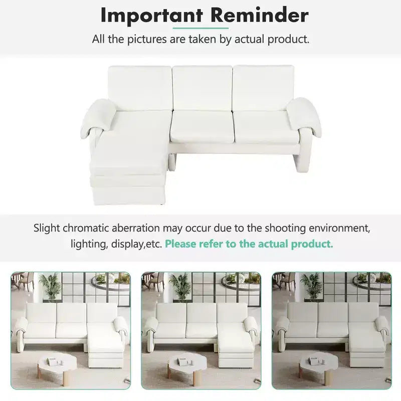 94.1 Canapé convertible futon avec dossier réglable, méridienne réversible et 2 coussins d'accoudoir amovibles pour salon, beige