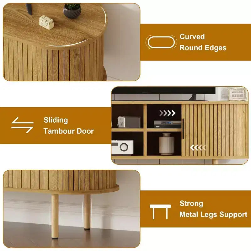 Meuble TV, console TV moderne avec compartiment de rangement et porte coulissante, meuble de divertissement pour jeux vidéo, pour salon, chambre, bureau