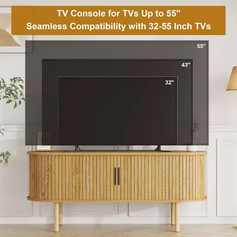 Meuble TV, console TV moderne avec compartiment de rangement et porte coulissante, meuble de divertissement pour jeux vidéo, pour salon, chambre, bureau