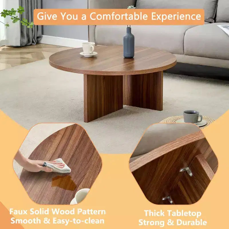 Table basse ronde noire en MDF polyvalente pour différents styles d'intérieur, alliant minimalisme moderne et charme nordique