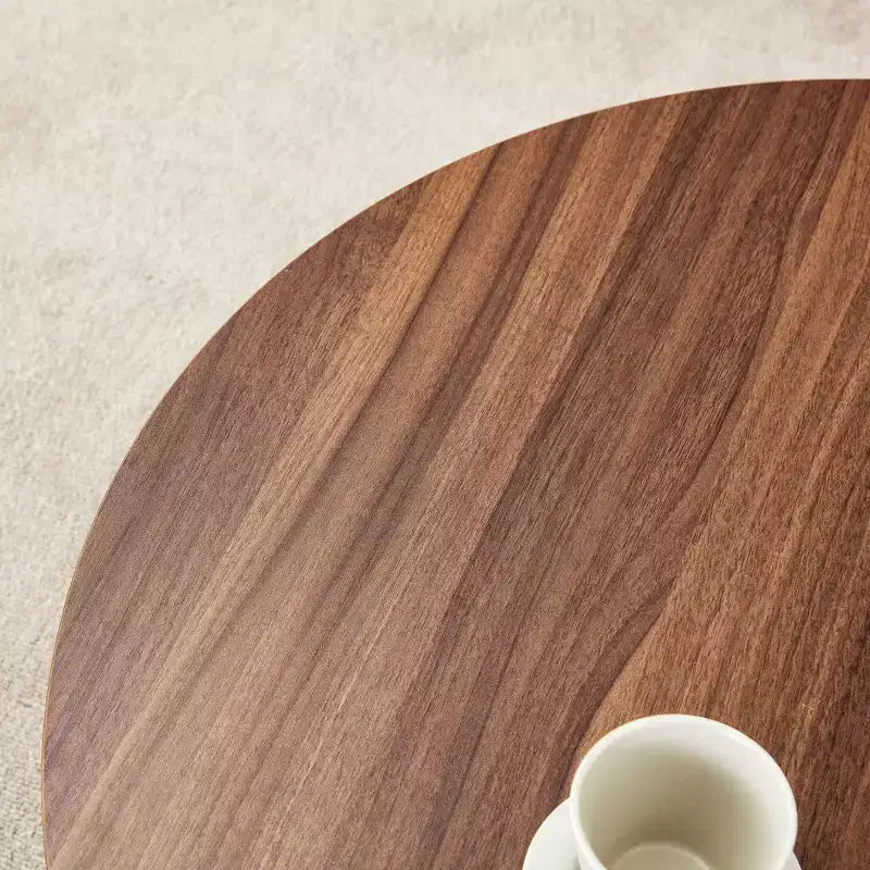 Table basse ronde noire en MDF polyvalente pour différents styles d'intérieur, alliant minimalisme moderne et charme nordique