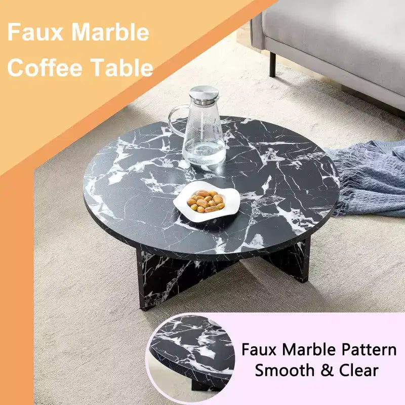 Table basse ronde noire en MDF polyvalente pour différents styles d'intérieur, alliant minimalisme moderne et charme nordique