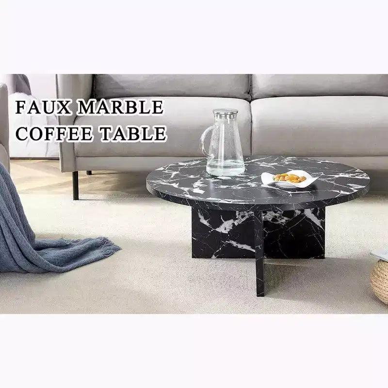 Table basse ronde noire en MDF polyvalente pour différents styles d'intérieur, alliant minimalisme moderne et charme nordique
