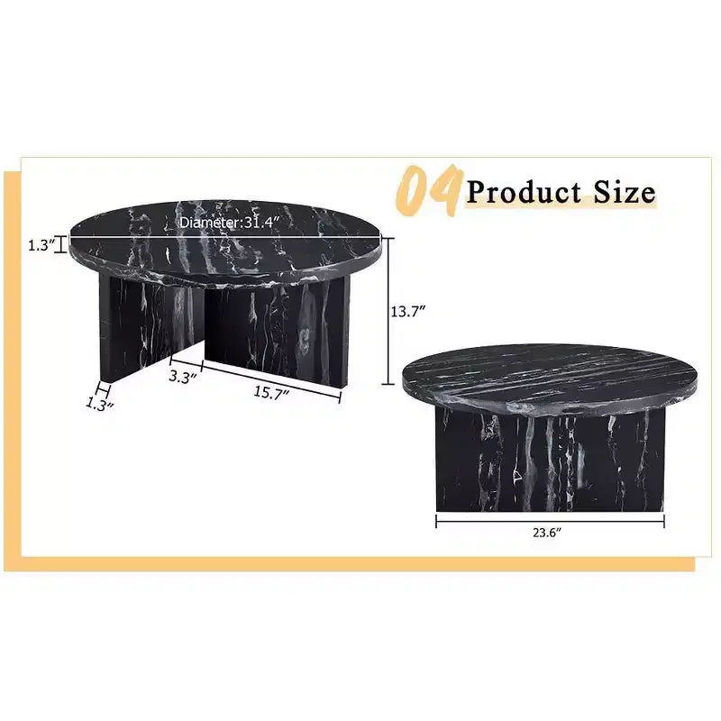 Table basse ronde noire en MDF polyvalente pour différents styles d'intérieur, alliant minimalisme moderne et charme nordique