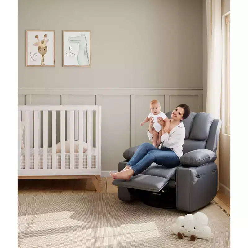 Grand fauteuil inclinable manuel en cuir avec accoudoirs confortables, porte-gobelets intégrés, largeur d'assise de 54 cm, pour la détente et le divertissement dans le salon