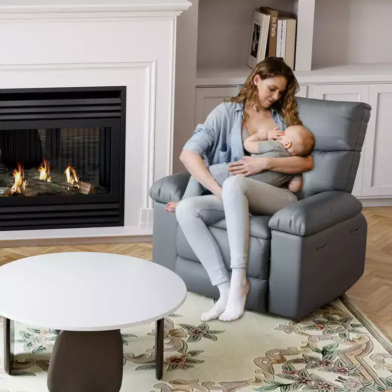 Fauteuil inclinable pour adultes, fauteuil inclinable électrique en cuir PU, pivotant à 270 degrés avec poche latérale, canapé de massage moderne pour salon ou chambre à coucher