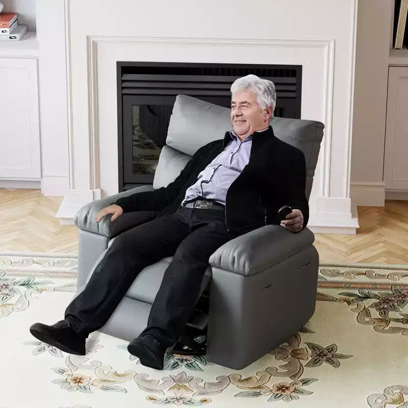 Fauteuil inclinable pour adultes, fauteuil inclinable électrique en cuir PU, pivotant à 270 degrés avec poche latérale, canapé de massage moderne pour salon ou chambre à coucher