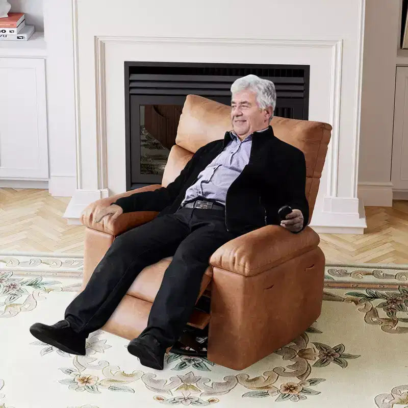 Fauteuil inclinable pour adultes, fauteuil inclinable électrique en cuir PU, pivotant à 270 degrés avec poche latérale, canapé de massage moderne pour salon ou chambre à coucher