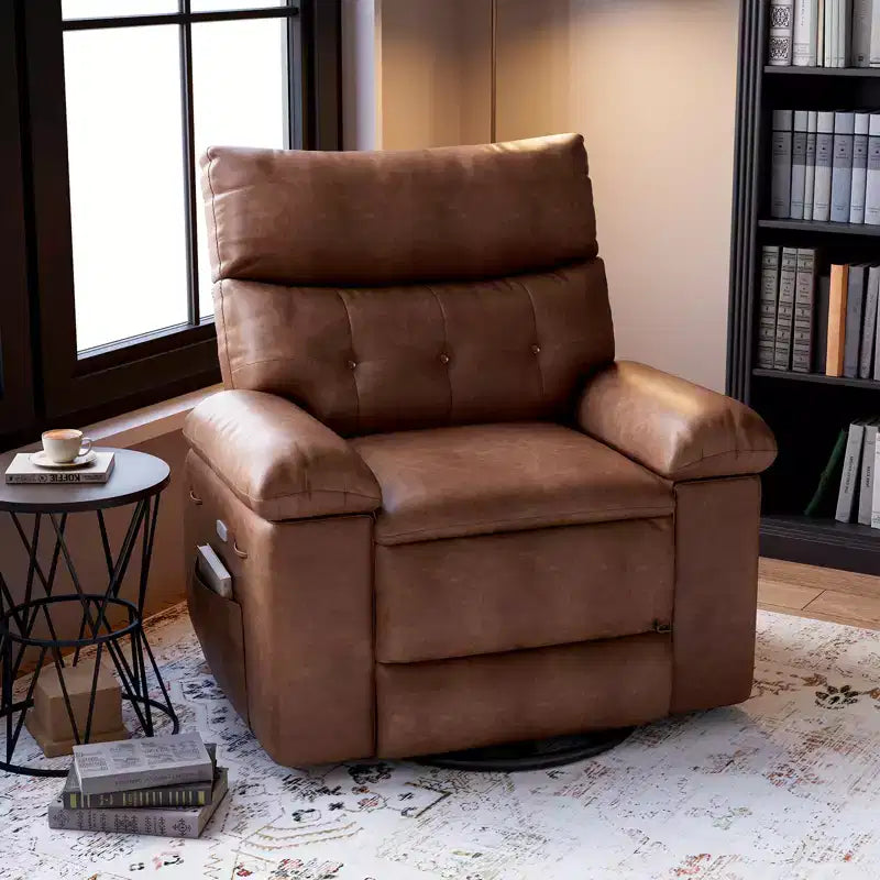 Fauteuil inclinable pour adultes, fauteuil inclinable électrique en cuir PU, pivotant à 270 degrés avec poche latérale, canapé de massage moderne pour salon ou chambre à coucher