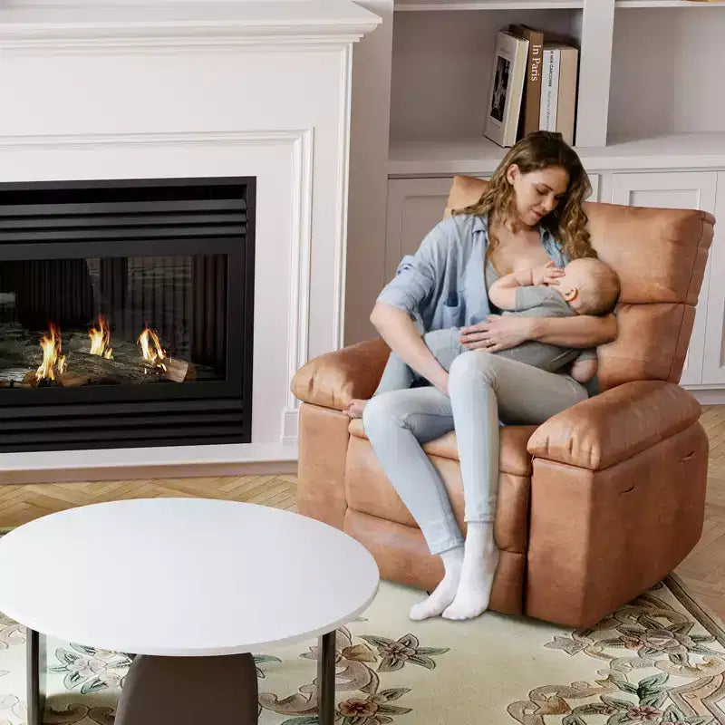 Fauteuil inclinable pour adultes, fauteuil inclinable électrique en cuir PU, pivotant à 270 degrés avec poche latérale, canapé de massage moderne pour salon ou chambre à coucher