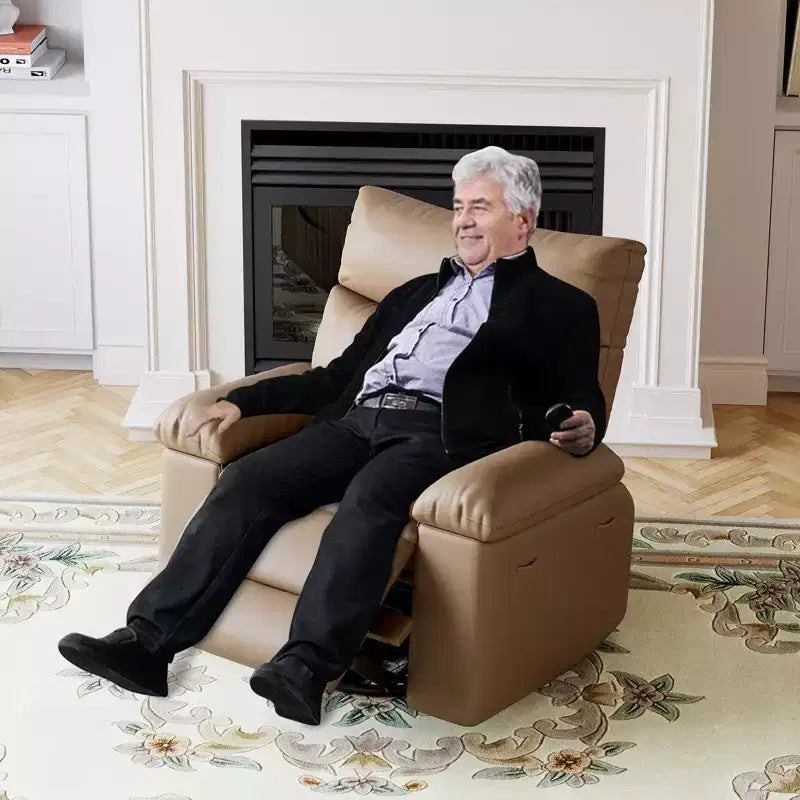 Fauteuil inclinable pour adultes, fauteuil inclinable électrique en cuir PU, pivotant à 270 degrés avec poche latérale, canapé de massage moderne pour salon ou chambre à coucher