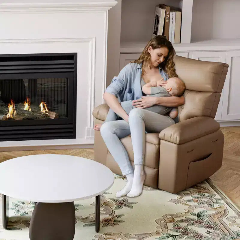 Fauteuil inclinable pour adultes, fauteuil inclinable électrique en cuir PU, pivotant à 270 degrés avec poche latérale, canapé de massage moderne pour salon ou chambre à coucher