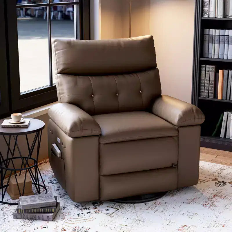 Fauteuil inclinable pour adultes, fauteuil inclinable électrique en cuir PU, pivotant à 270 degrés avec poche latérale, canapé de massage moderne pour salon ou chambre à coucher