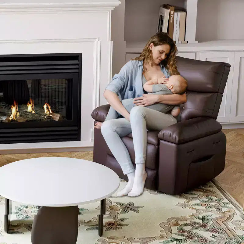 Fauteuil inclinable pour adultes, fauteuil inclinable électrique en cuir PU, pivotant à 270 degrés avec poche latérale, canapé de massage moderne pour salon ou chambre à coucher