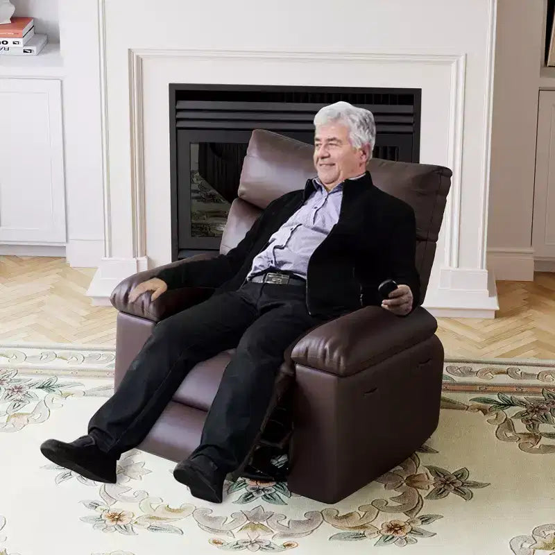 Fauteuil inclinable pour adultes, fauteuil inclinable électrique en cuir PU, pivotant à 270 degrés avec poche latérale, canapé de massage moderne pour salon ou chambre à coucher