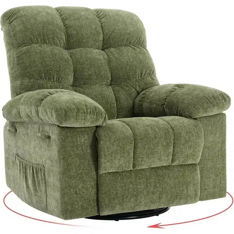 Fauteuil Inclinable à Bascule Acekool, Fauteuil Coulissant Rembourré Pivotant avec Assise Profonde et Poches Latérales pour Salon ou Chambre à Coucher