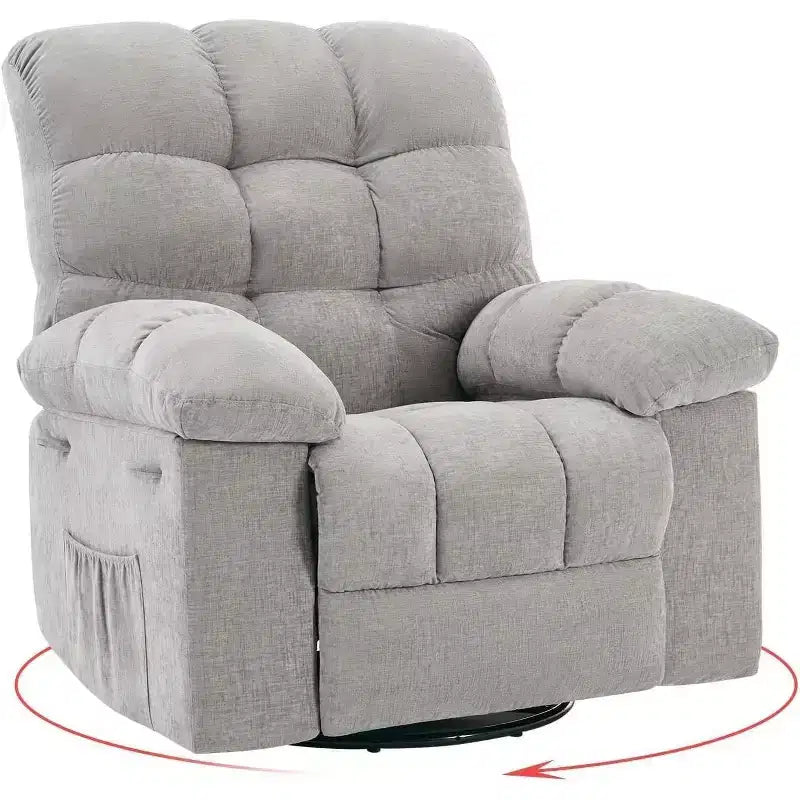 Fauteuil Inclinable à Bascule Acekool, Fauteuil Coulissant Rembourré Pivotant avec Assise Profonde et Poches Latérales pour Salon ou Chambre à Coucher