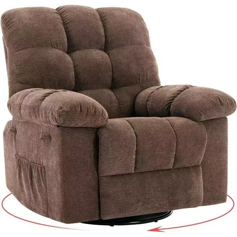 Fauteuil Inclinable à Bascule Acekool, Fauteuil Coulissant Rembourré Pivotant avec Assise Profonde et Poches Latérales pour Salon ou Chambre à Coucher