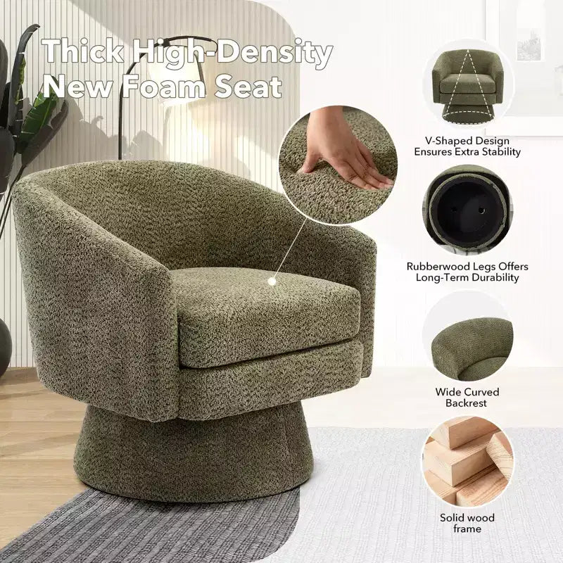 Fauteuil pivotant, Fauteuil de lecture pivotant en chenille à 360°, Fauteuil de salon moderne avec espace de rangement