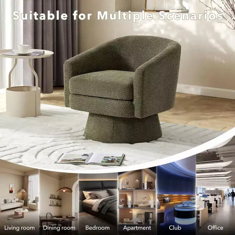 Fauteuil pivotant, Fauteuil de lecture pivotant en chenille à 360°, Fauteuil de salon moderne avec espace de rangement