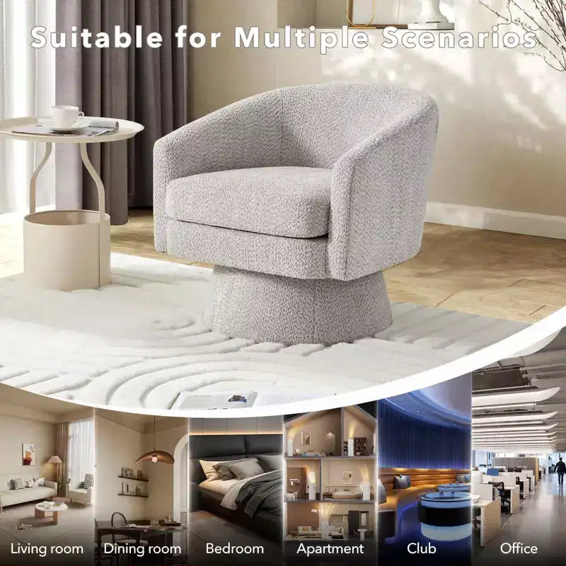 Fauteuil pivotant, Fauteuil de lecture pivotant en chenille à 360°, Fauteuil de salon moderne avec espace de rangement