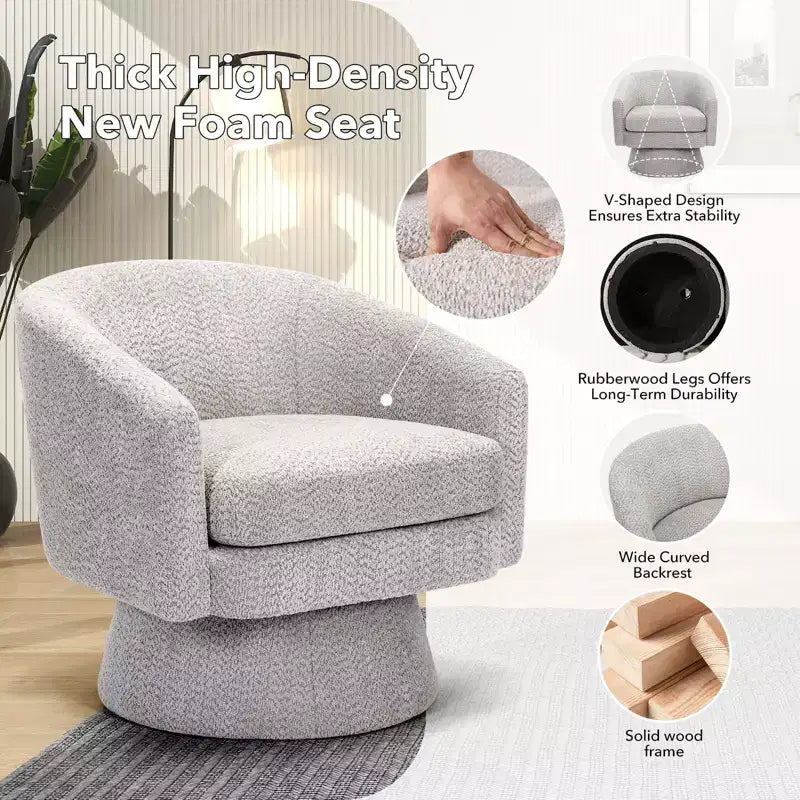 Fauteuil pivotant, Fauteuil de lecture pivotant en chenille à 360°, Fauteuil de salon moderne avec espace de rangement