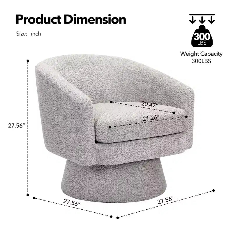 Fauteuil pivotant, Fauteuil de lecture pivotant en chenille à 360°, Fauteuil de salon moderne avec espace de rangement