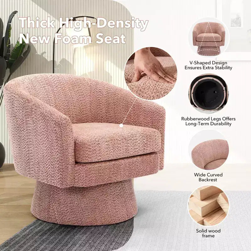 Fauteuil pivotant, Fauteuil de lecture pivotant en chenille à 360°, Fauteuil de salon moderne avec espace de rangement