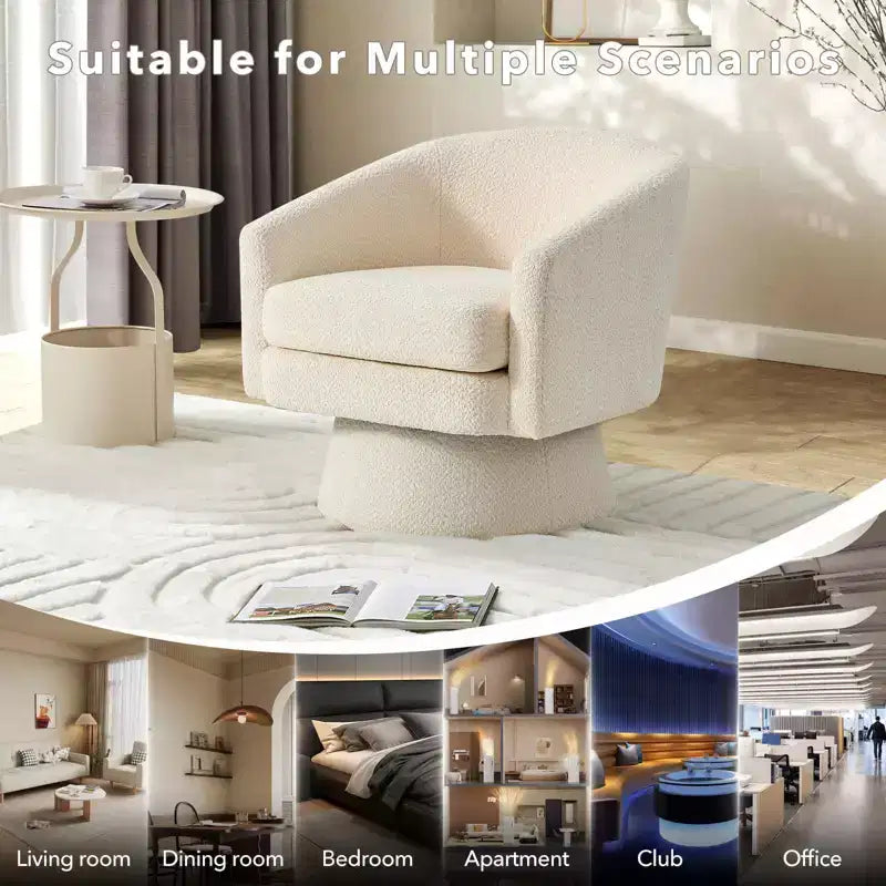 Fauteuil pivotant, Fauteuil de lecture pivotant en chenille à 360°, Fauteuil de salon moderne avec espace de rangement