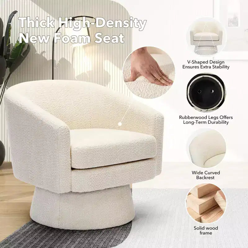 Fauteuil pivotant, Fauteuil de lecture pivotant en chenille à 360°, Fauteuil de salon moderne avec espace de rangement