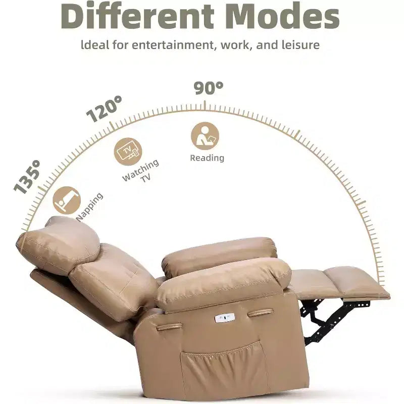 Fauteuil inclinable manuel surdimensionné Acekool, fauteuil en similicuir avec coussin épais pour salon et chambre à coucher, confort spacieux et décontracté