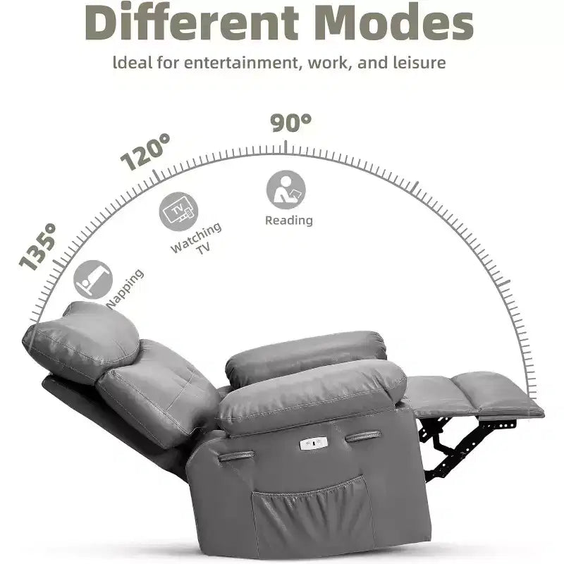 Fauteuil inclinable manuel surdimensionné Acekool, fauteuil en similicuir avec coussin épais pour salon et chambre à coucher, confort spacieux et décontracté