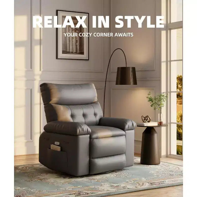 Fauteuil inclinable manuel surdimensionné Acekool, fauteuil en similicuir avec coussin épais pour salon et chambre à coucher, confort spacieux et décontracté