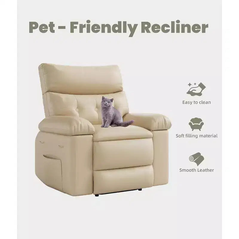Fauteuil inclinable manuel surdimensionné Acekool, fauteuil en similicuir avec coussin épais pour salon et chambre à coucher, confort spacieux et décontracté