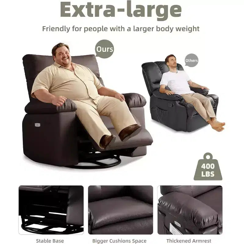 Fauteuil inclinable manuel surdimensionné Acekool, fauteuil en similicuir avec coussin épais pour salon et chambre à coucher, confort spacieux et décontracté