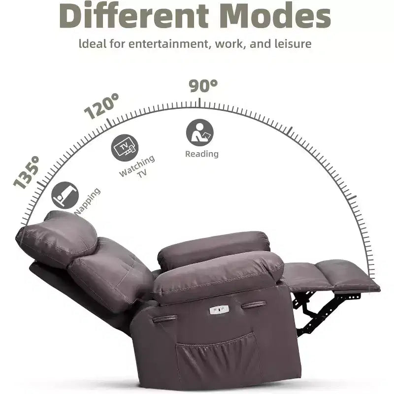 Fauteuil inclinable manuel surdimensionné Acekool, fauteuil en similicuir avec coussin épais pour salon et chambre à coucher, confort spacieux et décontracté